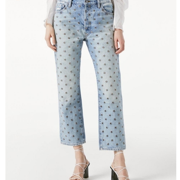 FRAME Le Slouch Crop All Over Grommet Fitzgerald | Womens Straight Size 32 - Picture 2 of 6